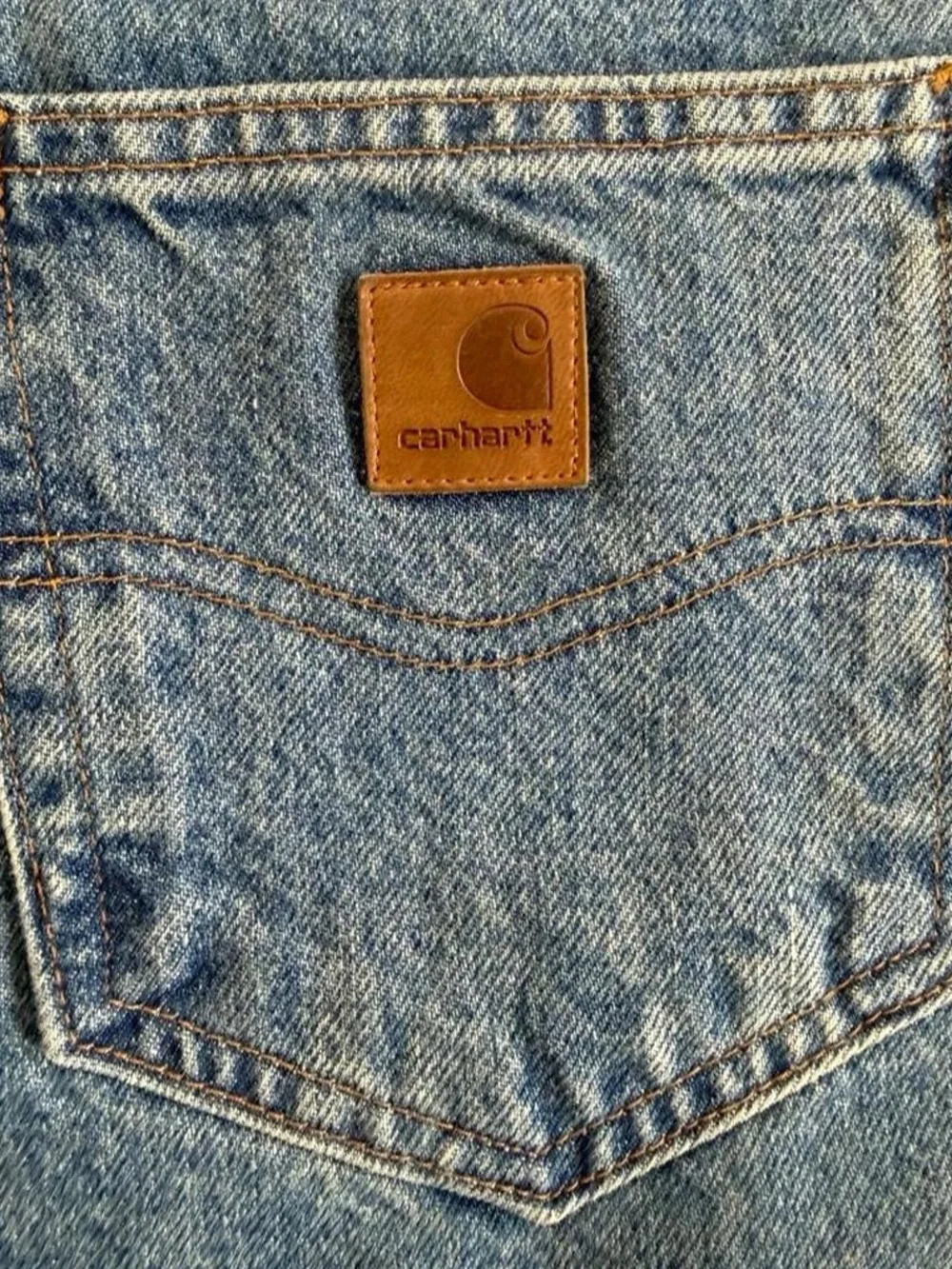 Vintage Carhartt B460 LVB Relaxed Fit Leather Patch Jeans 35x32